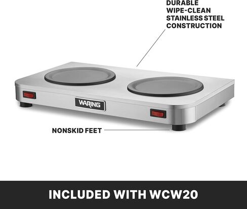 Waring Commercial WCW10 Café Deco Single Coffee Carafe Warmer, 120V, 5-15 Phase Plug, Single Burner Silver in Saudi Arabia