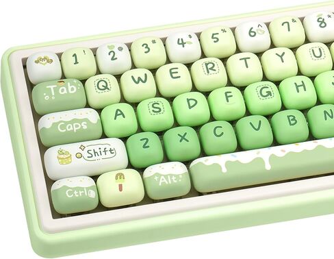 Thick PBT Keycaps Set, Cute Green Keycap MOG Profile, 5 Side Dye-Sublimation Round Keycaps 140 Keys, Custom Kawaii Keyboard Key caps Set for for Cherry Gateron MX Swithes Mechanical Keyboards in Kuwait