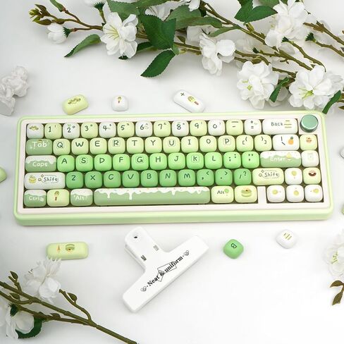 Thick PBT Keycaps Set, Cute Green Keycap MOG Profile, 5 Side Dye-Sublimation Round Keycaps 140 Keys, Custom Kawaii Keyboard Key caps Set for for Cherry Gateron MX Swithes Mechanical Keyboards in Kuwait