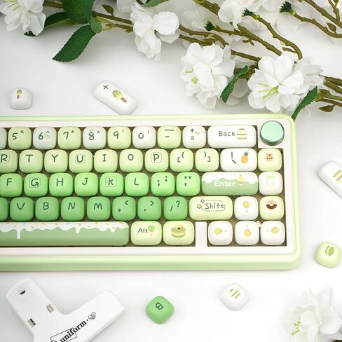 Thick PBT Keycaps Set, Cute Green Keycap MOG Profile, 5 Side Dye-Sublimation Round Keycaps 140 Keys, Custom Kawaii Keyboard Key caps Set for for Cherry Gateron MX Swithes Mechanical Keyboards in Kuwait