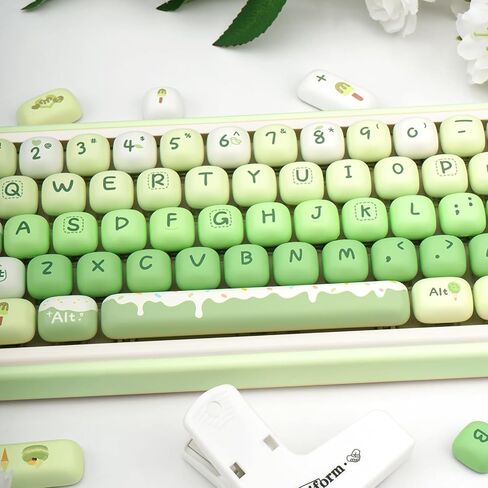 Thick PBT Keycaps Set, Cute Green Keycap MOG Profile, 5 Side Dye-Sublimation Round Keycaps 140 Keys, Custom Kawaii Keyboard Key caps Set for for Cherry Gateron MX Swithes Mechanical Keyboards in Kuwait