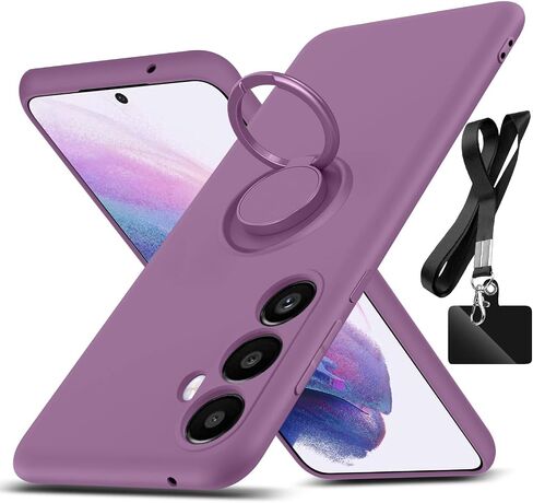 for Galaxy A54 5G Case, with 360°Rotatable Ring Holder Kickstand & Strap Lanyard Premium Liquid Silicone Slim Shockproof Protective Case for Galaxy A54 5G, Deep Purple 2.170 in Kuwait