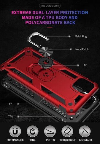 for Google Pixel 4 XL Case with [2 Pack] Tempered Glass Screen Protector, for Google Pixel 4XL Case [Military-Grade] Protective，with Magnetic Ring Stand Phone Cover Black in Kuwait