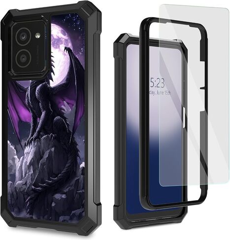 for Hmd Vibe Case with Tempered Glass Screen Protector,Dual Layer TPU Soft Silicone Shockproof Protective Cover for Nokia HMD Vibe N159V TA-1590,Purple Dragon in Saudi Arabia