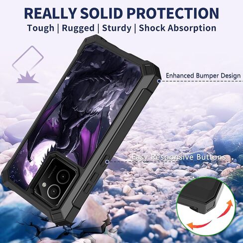 for Hmd Vibe Case with Tempered Glass Screen Protector,Dual Layer TPU Soft Silicone Shockproof Protective Cover for Nokia HMD Vibe N159V TA-1590,Purple Dragon in Saudi Arabia