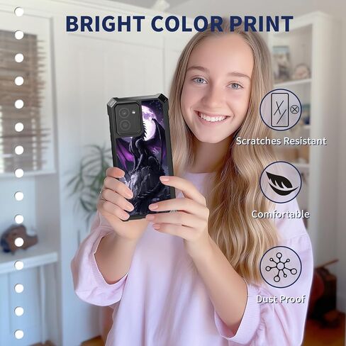for Hmd Vibe Case with Tempered Glass Screen Protector,Dual Layer TPU Soft Silicone Shockproof Protective Cover for Nokia HMD Vibe N159V TA-1590,Purple Dragon in Saudi Arabia