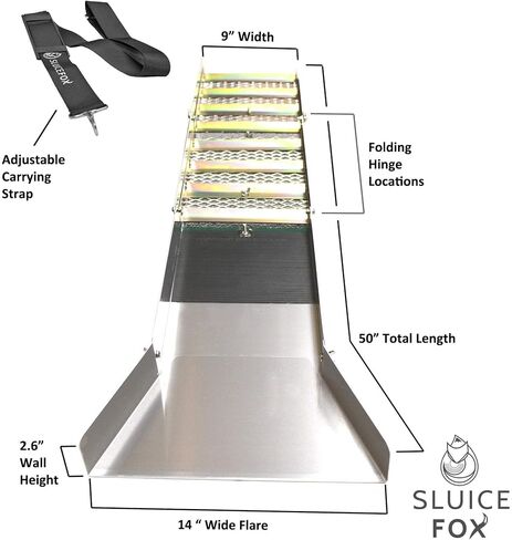 Complete Gold Mining Kit; Folding 50 inch Gold Sluice Box; Gold Prospecting Equipment; Rock Pick Hammer; Gold Classifiers; Pay Dirt Scoop; Crevice Tools and More in Saudi Arabia