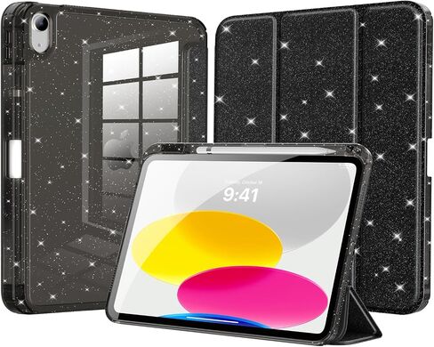حالة Moko لـ iPad (A16) الجيل الحادي عشر 2025/10 GEN 2022 ، علبة iPad 11/10.9 بوصة مع حامل قلم رصاص ، غطاء بريق منحرف مع قشرة خلفية لامعة ، معرف الدعم اللامع ، اللمسات اللامعة ، in Kuwait