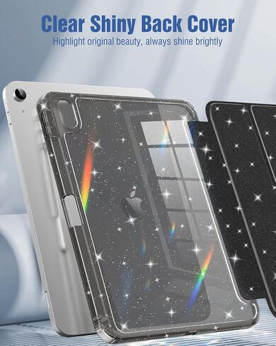 حالة Moko لـ iPad (A16) الجيل الحادي عشر 2025/10 GEN 2022 ، علبة iPad 11/10.9 بوصة مع حامل قلم رصاص ، غطاء بريق منحرف مع قشرة خلفية لامعة ، معرف الدعم اللامع ، اللمسات اللامعة ، in Kuwait