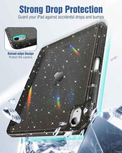 حالة Moko لـ iPad (A16) الجيل الحادي عشر 2025/10 GEN 2022 ، علبة iPad 11/10.9 بوصة مع حامل قلم رصاص ، غطاء بريق منحرف مع قشرة خلفية لامعة ، معرف الدعم اللامع ، اللمسات اللامعة ، in Kuwait