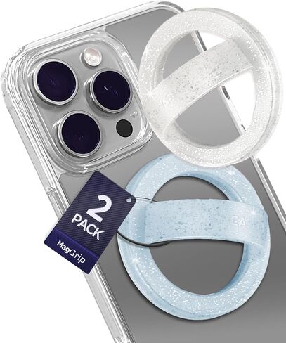 Encased Magnetic Loop Grip Phone Holder (Compatible with MagSafe) Silicone Finger Rings for iPhone (2-Pack, Sparkle & Gradient Dream) in Saudi Arabia