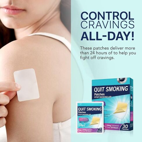Quit Smoking Patches, Step 1 to Quit Smoking, Nicotine Transdermal System Patch, Smoking Aid to Help Quit Smoking 30 Patches. in Kuwait