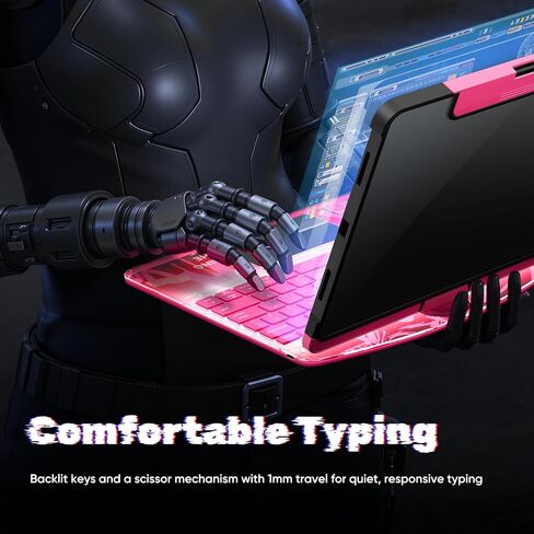 KITONE for iPad Air 11 Inch (M3/M2,2025/2024) Transperant Case with Wireless Keyboard, 7 Color Backlight, Trackpad, 360°Rotating Stand for 10.9" iPad Air 5th/4th, 11" iPad Pro 4/3/2/1 Case, Cyberpunk in Saudi Arabia