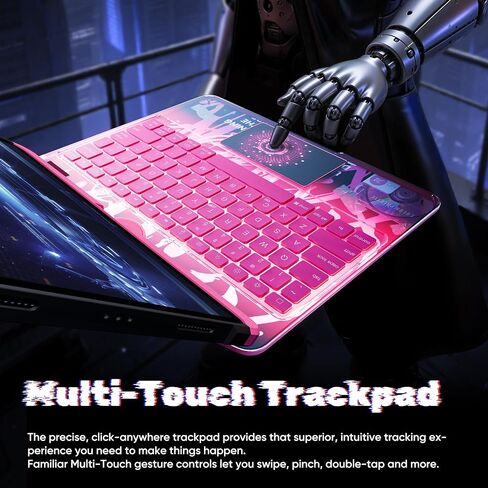 KITONE for iPad Air 11 Inch (M3/M2,2025/2024) Transperant Case with Wireless Keyboard, 7 Color Backlight, Trackpad, 360°Rotating Stand for 10.9" iPad Air 5th/4th, 11" iPad Pro 4/3/2/1 Case, Cyberpunk in Saudi Arabia