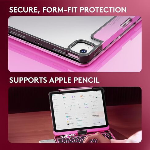KITONE for iPad Air 11 Inch (M3/M2,2025/2024) Transperant Case with Wireless Keyboard, 7 Color Backlight, Trackpad, 360°Rotating Stand for 10.9" iPad Air 5th/4th, 11" iPad Pro 4/3/2/1 Case, Cyberpunk in Saudi Arabia