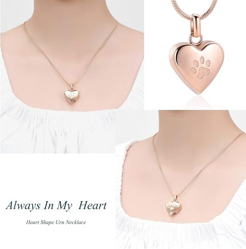 zeqingjw Pet Cremation Jewelry for Ashes Pendant Paw Print Pet Heart Urn Necklace Memorial Keepsake Jewelry for Pet/Dog's/Cat's Ashes in Kuwait