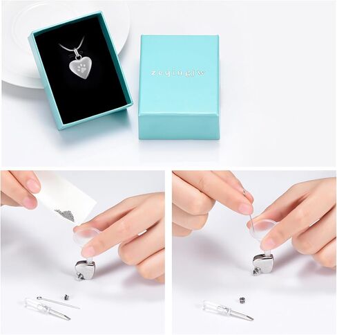 zeqingjw Pet Cremation Jewelry for Ashes Pendant Paw Print Pet Heart Urn Necklace Memorial Keepsake Jewelry for Pet/Dog's/Cat's Ashes in Kuwait
