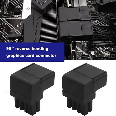 eMagTech 2PCS 8PIN Power Adapter 90 Degree GPU VGA PCIe Connector for Desktop Computers Graphics Card Right Angle Elbow Adapter Black (Angled Upwards) in Kuwait