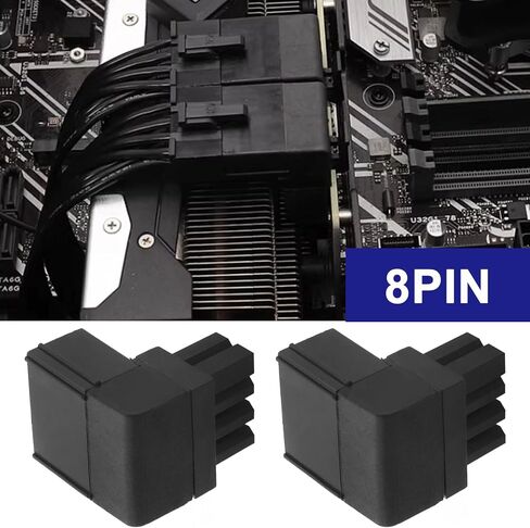 eMagTech 2PCS 8PIN Power Adapter 90 Degree GPU VGA PCIe Connector for Desktop Computers Graphics Card Right Angle Elbow Adapter Black (Angled Upwards) in Kuwait