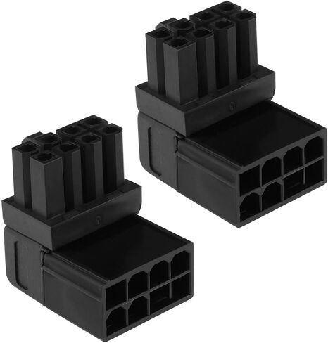 Emagtech 2pcs 8pin Power Adapter 90 درجة GPU VGA PCIE موصل لأجهزة الكمبيوتر المكتبية رسومات بطاقة الكوع الأيمن محول أسود (زاوية أعلى) in Kuwait