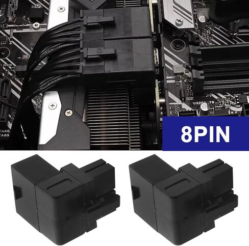 Emagtech 2pcs 8pin Power Adapter 90 درجة GPU VGA PCIE موصل لأجهزة الكمبيوتر المكتبية رسومات بطاقة الكوع الأيمن محول أسود (زاوية أعلى) in Kuwait