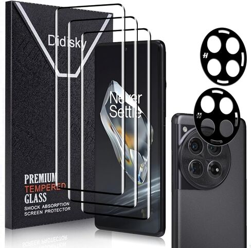 Screen Protector for Oneplus 12(Not for 12r,12 Pro), 3 Pack Tempered Glass Film with 2 Pack Lens Protector, 3D Curved Full Coverage,Scratch-Resistant, 9H Hardness in Saudi Arabia
