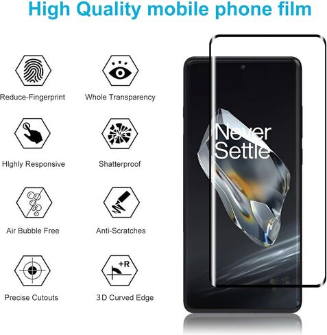 Screen Protector for Oneplus 12(Not for 12r,12 Pro), 3 Pack Tempered Glass Film with 2 Pack Lens Protector, 3D Curved Full Coverage,Scratch-Resistant, 9H Hardness in Saudi Arabia