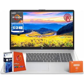 HP 17.3" Touchscreen Business Laptop, Lifetime Office Pro, AMD Ryzen 5 7530U(6 Core, Beat i7-1165G7), 64 GB RAM, 2 TB SSD, 17.3 HD+ Anti-Glare Touchscreen Display, Wi-Fi 6, Windows 11 Pro