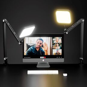 APEXEL Desk Video Conference Light for Zoom Meeting, Webcam Light with Clamp, 360° Rotate & Adjust Arm, Desk Zoom Light for Home Office, Laptop Video Calls, Live Streaming, Video Recording Podcast