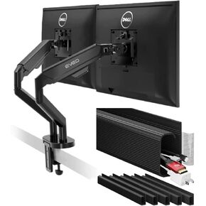 Premium Dual Monitor Stand + Cable Management 96'' J Channel