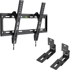 USX Mount UL Listed TV Mount Low Profile for Most 26-60" Flat Screen,Soundbar Mount for Samsung, Sony, LG, Vizio, Bose, Onn & More Sound Bar Mounts-Universal Soundbar Mounting Bracket Under TV