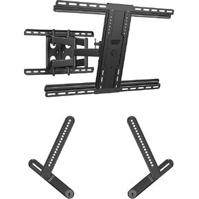 Sanus Extra TV Wall Mount Swivel & Tilt - التصميم العالمي الممتاز يناسب أجهزة التلفزيون 37 "-90" حتى 150 رطلاً و Sanus Soundbar Mount لمعظم أشرطة الصوت التي تصل إلى 15 رطلاً - تعديلات سهلة التثبيت والأدوات المجانية
