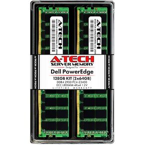 A-Tech 128GB (2x64GB) Memory for Dell PowerEdge R440, T440, R540, R640, T640, M640, FC640, R740, R740XD, R940, C6420 | DDR4 2666MHz ECC LRDIMM PC4-21300 4Rx4 1.2V 288-Pin DIMM Server RAM Upgrade Kit