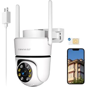 لا توجد كاميرا أمان واي فاي ، كاميرا أمان خلوية 4G LTE ، 2K Cellular Cam HD 360 ° PAN ، رؤية ليلية ملونة ، اكتشاف حركة PIR ، IP66 مقاومة للماء مع SIM مثبت مسبقًا