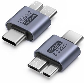 USB C to Micro B Adapter(2 Pack), USB 3.0 10Gbps Hard Drive Cable USB C Compatible with Toshiba, HDD, Seagate, WD, Galaxy S5 Note 3, HDD etc