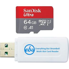 SanDisk 64GB Ultra Micro SD Card for Samsung Tablet Works with Tab A7 Lite, S7 FE, Tab S7 FE 5G (SDSQUA4-064G-GN6MN) Class 10 - Bundle with (1) Everything But Stromboli SD & SDXC Memory Card Reader