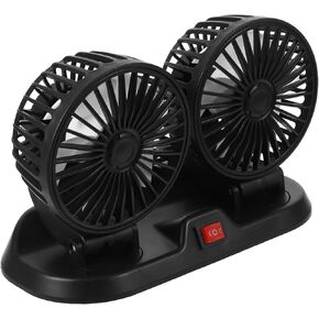 Amosfun 1Set Dual Head USB Car Fan Rotatable Cooling Fan for Trucks Vehicles Easy to Install Compatible with USB Devices for Backseat Air Outlet