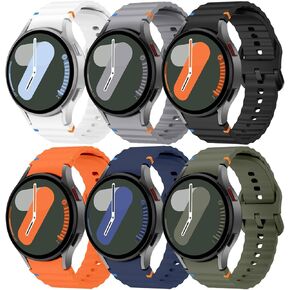 6-Pack Sport Band for Samsung Galaxy Watch 7 Band 40mm 44mm，No Gap Soft Silicone Strap for Galaxy Watch FE 6 5 4 Band 40mm 44mm/Watch 6/4 Classic 47mm 43mm 46mm 42mm/Watch 5 pro 45mm Men Women
