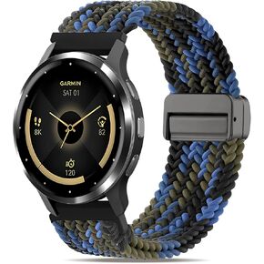 18 ملم مضفر مغناطيسي متوافق مع Garmin Venu 3S 41mm Watch Band/Vivoactive 4S/Venu 2S/Vivomove 3S/Forerunner 255s/Forerunner 265s ، حزام نايلون ناعم ناعم للرياضة.