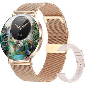Welfit Unisex Smartwatch (for Answering/Making Calls), 1.75 Inch Full Touch, Smartwatch Supporting 19 Languages, Compatible with Android 8.0 and iOS 4.0 and Above Systems，KM88 (Gold)
