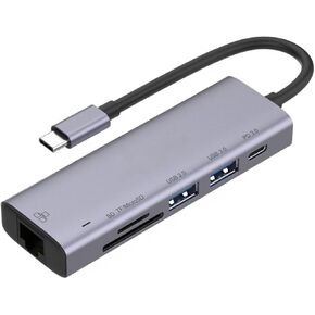 USB-C Hub for Compatible with Samsung Galaxy Tab S7/S8/S9 11" Tablets - 6-in-1 Adapter RJ45 Ethernet Port Type-C PD Charger Card Reader Network W1A