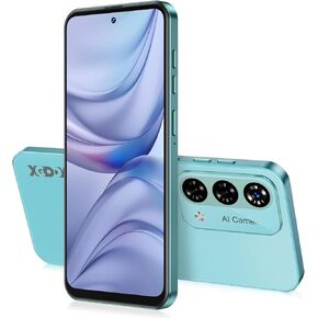 Xgody Unlock Mate Mate 60،6.79 بوصة HD+ Screen Smartphone ، 4G SIM Dual Sim رخيص الهواتف المحمولة 4GB+ 128GB موسعة 512G 5280MAH 21MP كاميرا TI Mobile Android مع FACK & FACE ALTCH MIX Blue