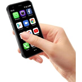 Mini Smartphone 3G الهاتف المحمول الصغير غير مؤمن بالهاتف Mini Mini Phone 3.0 الشاشة التي تعمل باللمس التعرف على الوجه Kids Mobile Phone Android Dual SIM 2GB+16GB طلاب الهواتف المحمولة (أسود رائع)