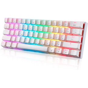 MOTOSPEED Wireless 60% Triple Mode BT5.0/2.4G/Type-C Mechanical Keyboard, 61 Keys Bluetooth Mechanical Keyboard,Gaming/Office Keyboard for PC/Mac Gamer (Red Switch, White)