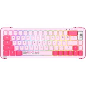 YUNZII Y68 65% Hot Swappable Wireless Mechanical Keyboard with RGB Backlight, Double Shot PBT Keycaps for Gamers/Mac/Win (Gateron Pro Yellow,Y68 Pink)