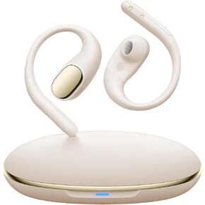 PocBuds Open Ear Earbuds, AI Translation Earbuds Real Time, 0.2 Oz Ultralight Bluetooth Headphones 60Hrs Playtime Open Ear Headphones, with HD Mic, IPX7 Waterproof, Earhooks for Workout Running Beige