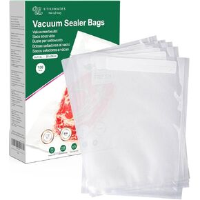 Quart Vacuum Sealer Bags for Food, 8x11 Inch, BPA Free Heavy Duty Vacuum Seal Bags for Food Saver, Freezer, Seal a Meal, Sous Vide, Meal Prep, Preprinted Labeling Area, Precut 100 count