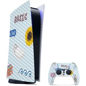 MightySkins Carbon Fiber Gaming Skin for PS5 / Playstation 5 Bundle - Neon Splatter | Durable Textured Carbon Fiber Finish | Easy to Apply | Made in The USA