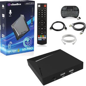 2025 V 5 New PRO Version, Backlit Mini Keyboard, Voice Control, 4GB DDR3 RAM, 32GB Storage,HDMI2.0 Cable Supporting 4K 60fps high-Speed.(Easy Setup, Lifetime Tech Support)
