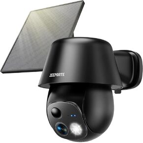 Solar Security Cameras Wireless Outdoor, 2K 360° View Battery Powered WiFi Cameras for Home Security with AI Motion Detection, Color Night Vision, Spotlight, Siren, Waterproof